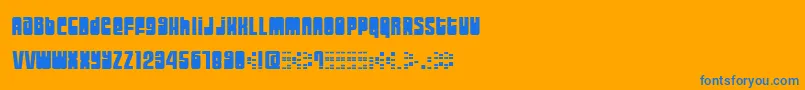 MoogSchmoog-Schriftart – Blaue Schriften auf orangefarbenem Hintergrund