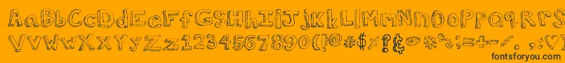 WalkAroundTheBlock-Schriftart – Schwarze Schriften auf orangefarbenem Hintergrund