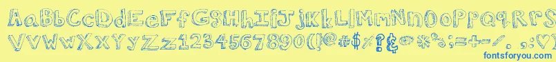 WalkAroundTheBlock Font – Blue Fonts on Yellow Background