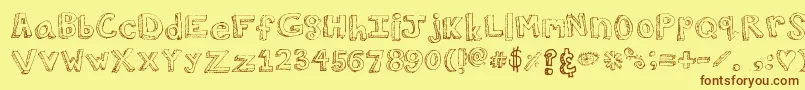 WalkAroundTheBlock Font – Brown Fonts on Yellow Background