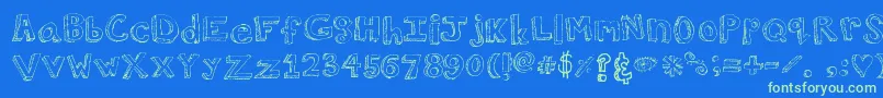 WalkAroundTheBlock Font – Green Fonts on Blue Background