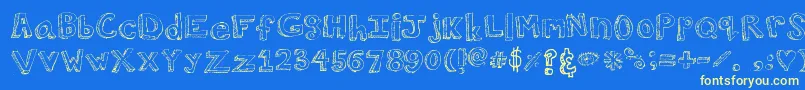 WalkAroundTheBlock-Schriftart – Gelbe Schriften auf blauem Hintergrund