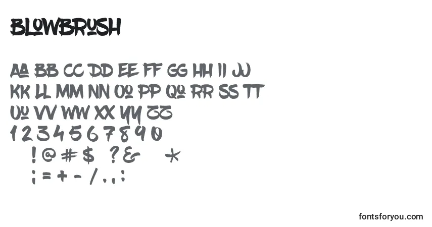 Шрифт Blowbrush (64865) – алфавит, цифры, специальные символы