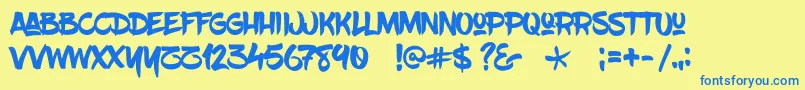 Blowbrush Font – Blue Fonts on Yellow Background