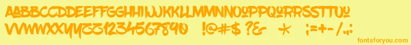 Więcej informacji o czcionce Blowbrush Czcionka Blowbrush – pomarańczowe czcionki na żółtym tle