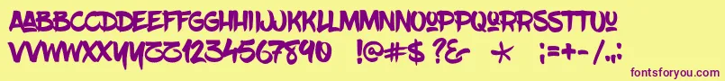 Blowbrush-fontti – violetit fontit keltaisella taustalla