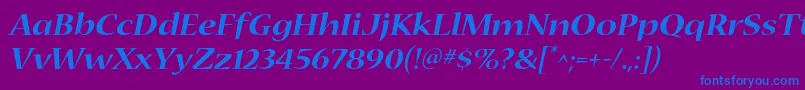 NuevastdBoldextendeditalic Font – Blue Fonts on Purple Background
