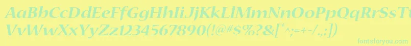 NuevastdBoldextendeditalic Font – Green Fonts on Yellow Background