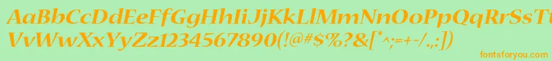 NuevastdBoldextendeditalic Font – Orange Fonts on Green Background