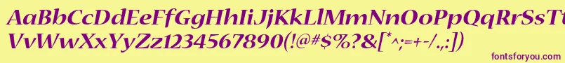 NuevastdBoldextendeditalic Font – Purple Fonts on Yellow Background