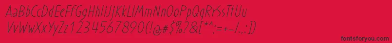 フォントProhandyRegularItalic – 赤い背景に黒い文字
