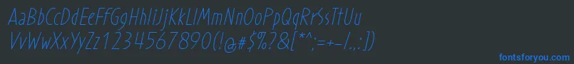 More about ProhandyRegularItalic Font ProhandyRegularItalic Font – Blue Fonts on Black Background