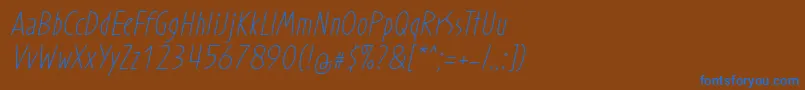 ProhandyRegularItalic Font – Blue Fonts on Brown Background
