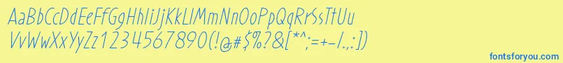 More about ProhandyRegularItalic Font ProhandyRegularItalic Font – Blue Fonts on Yellow Background
