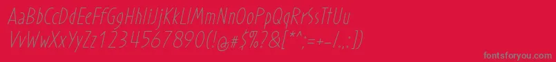 フォントProhandyRegularItalic – 赤い背景に灰色の文字
