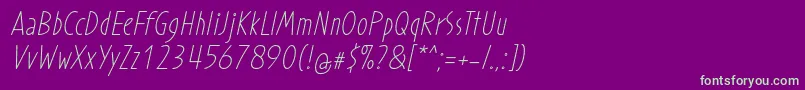 ProhandyRegularItalic Font – Green Fonts on Purple Background