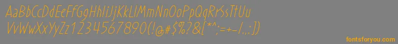 Więcej informacji o czcionce ProhandyRegularItalic Czcionka ProhandyRegularItalic – pomarańczowe czcionki na szarym tle