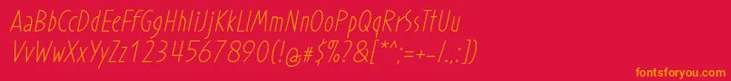 Czcionka ProhandyRegularItalic – pomarańczowe czcionki na czerwonym tle