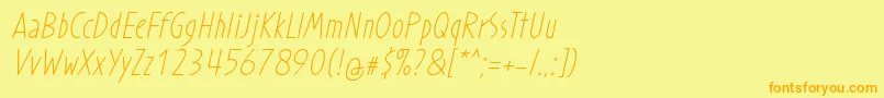 ProhandyRegularItalic Font – Orange Fonts on Yellow Background