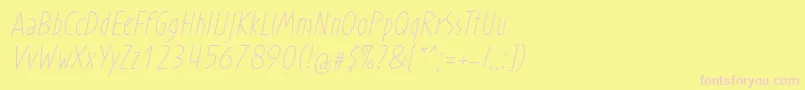 Fonte ProhandyRegularItalic – fontes rosa em um fundo amarelo