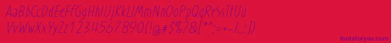 ProhandyRegularItalic-fontti – violetit fontit punaisella taustalla