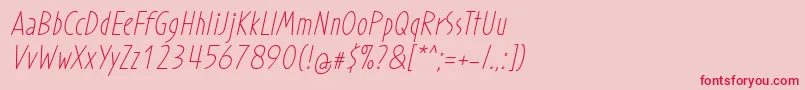 Saiba mais sobre a fonte ProhandyRegularItalic Fonte ProhandyRegularItalic – fontes vermelhas em um fundo rosa