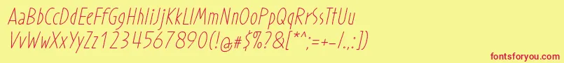 ProhandyRegularItalic Font – Red Fonts on Yellow Background