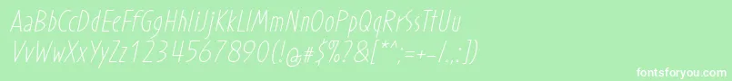 Fonte ProhandyRegularItalic – fontes brancas em um fundo verde