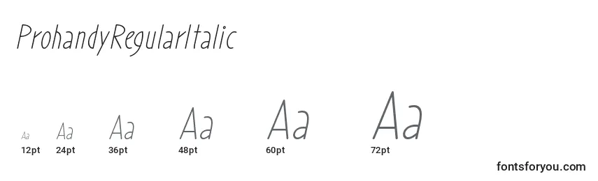 ProhandyRegularItalic Font Sizes