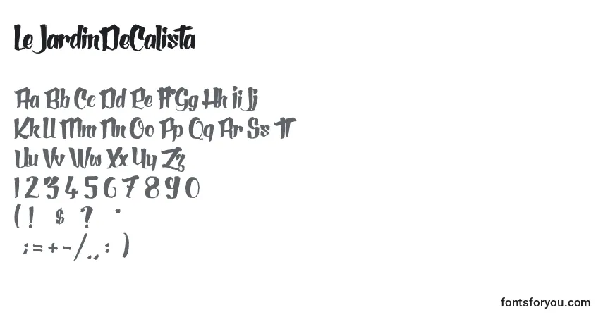 Czcionka LeJardinDeCalista – alfabet, cyfry, specjalne znaki