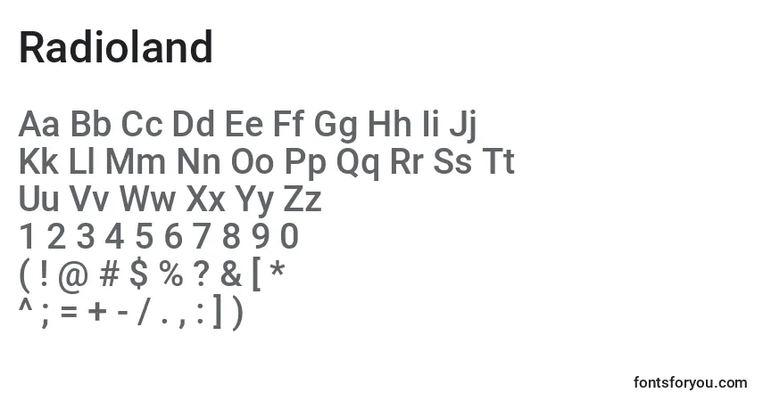 A fonte Radioland – alfabeto, números, caracteres especiais