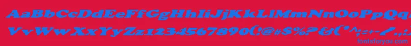 フォントCharlemagneItalic – 赤い背景に青い文字