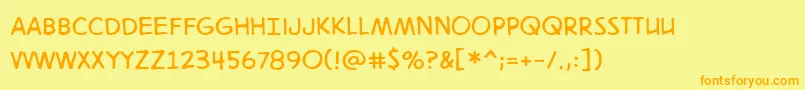 Digitalstrip2bbReg-fontti – oranssit fontit keltaisella taustalla