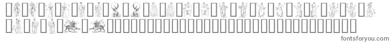 MythologyOne-fontti – harmaat kirjasimet valkoisella taustalla
