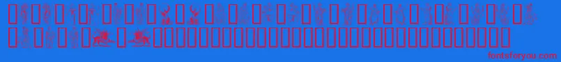 MythologyOne-Schriftart – Rote Schriften auf blauem Hintergrund