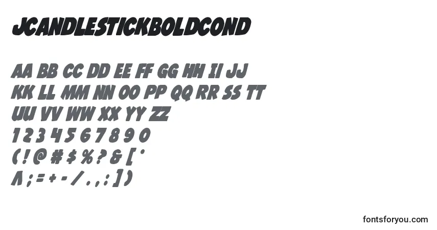 A fonte Jcandlestickboldcond – alfabeto, números, caracteres especiais