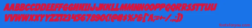 フォントJcandlestickboldcond – 赤い文字の青い背景