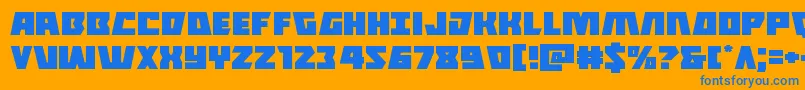 Halfshellheroexpand-Schriftart – Blaue Schriften auf orangefarbenem Hintergrund