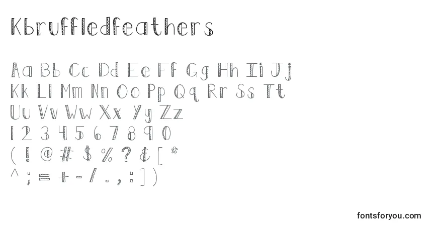 Schriftart Kbruffledfeathers – Alphabet, Zahlen, spezielle Symbole