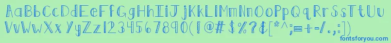 Kbruffledfeathers Font – Blue Fonts on Green Background