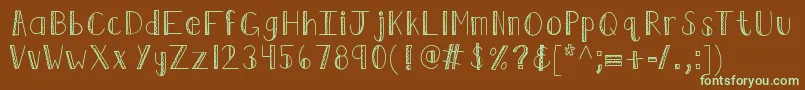 Kbruffledfeathers-Schriftart – Grüne Schriften auf braunem Hintergrund