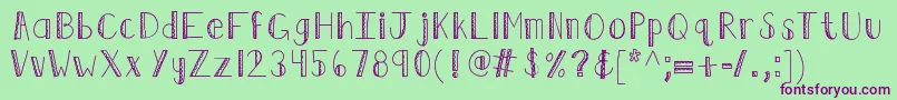 Kbruffledfeathers Font – Purple Fonts on Green Background