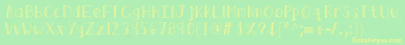 Kbruffledfeathers Font – Yellow Fonts on Green Background