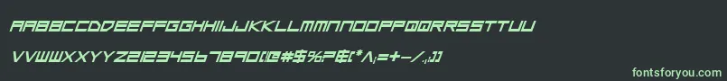 フォントLowGunScreenBoldItalic – 黒い背景に緑の文字