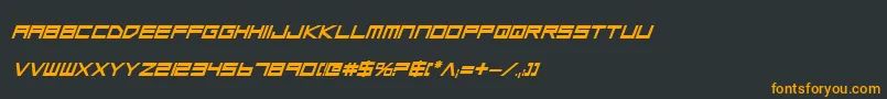 フォントLowGunScreenBoldItalic – 黒い背景にオレンジの文字