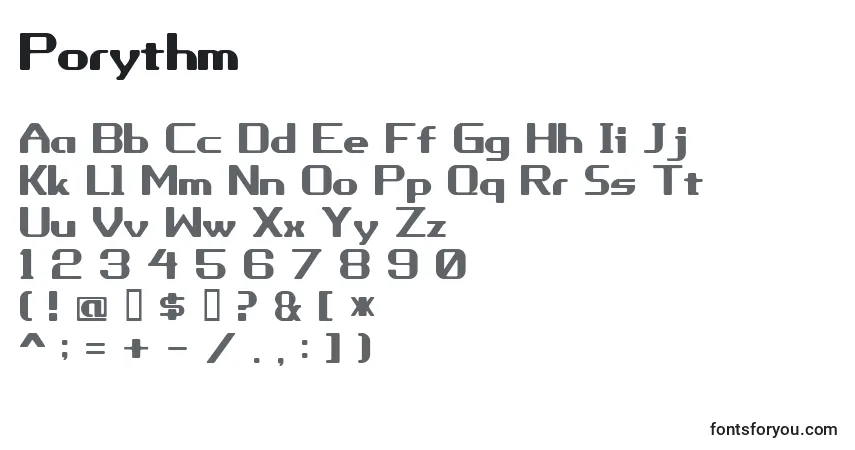 Fuente Porythm - alfabeto, números, caracteres especiales