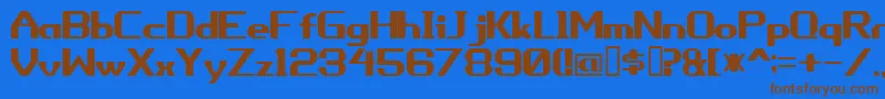 フォントPorythm – 茶色の文字が青い背景にあります。