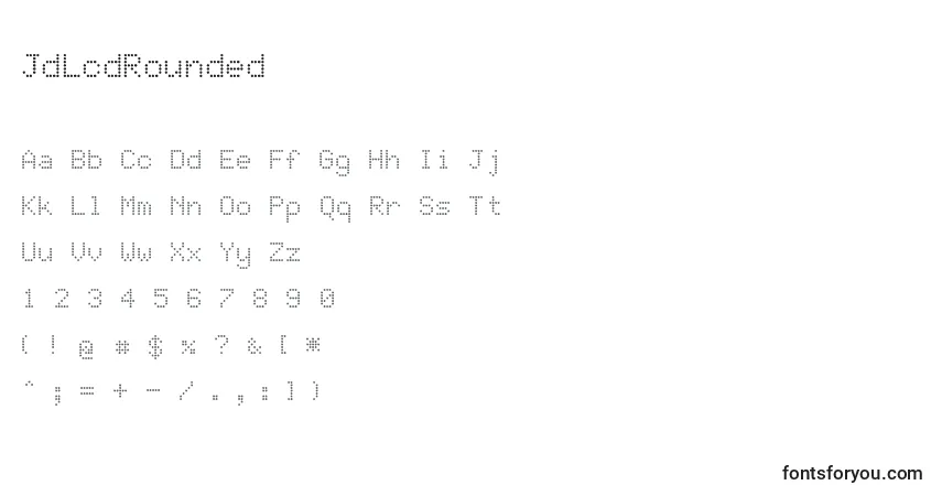 Schriftart JdLcdRounded – Alphabet, Zahlen, spezielle Symbole
