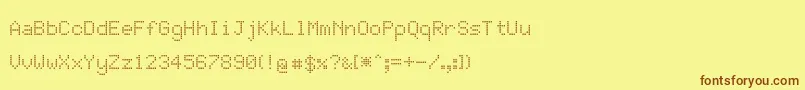 JdLcdRounded-fontti – ruskeat fontit keltaisella taustalla
