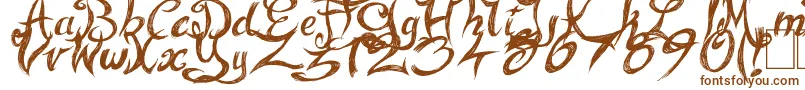 FairyStrange-Schriftart – Braune Schriften auf weißem Hintergrund
